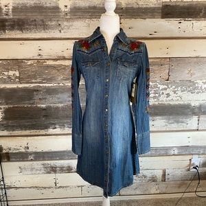 Stetson Denim Dress Rose Embroidered NWT SIZE S